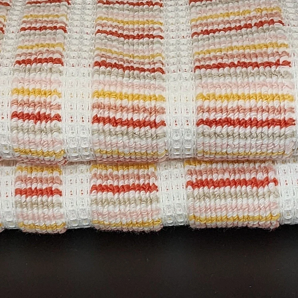 Caro Home 8pc Stripe Cotton Bath Towel Set Multicolor Fall Decor Waffle Weave